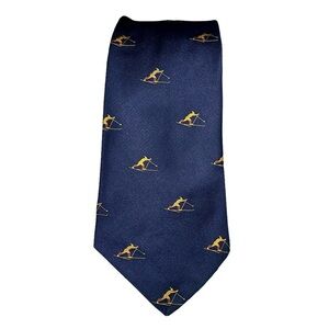L.L. Bean | Vintage Navy Embroidered Skier Neck Tie